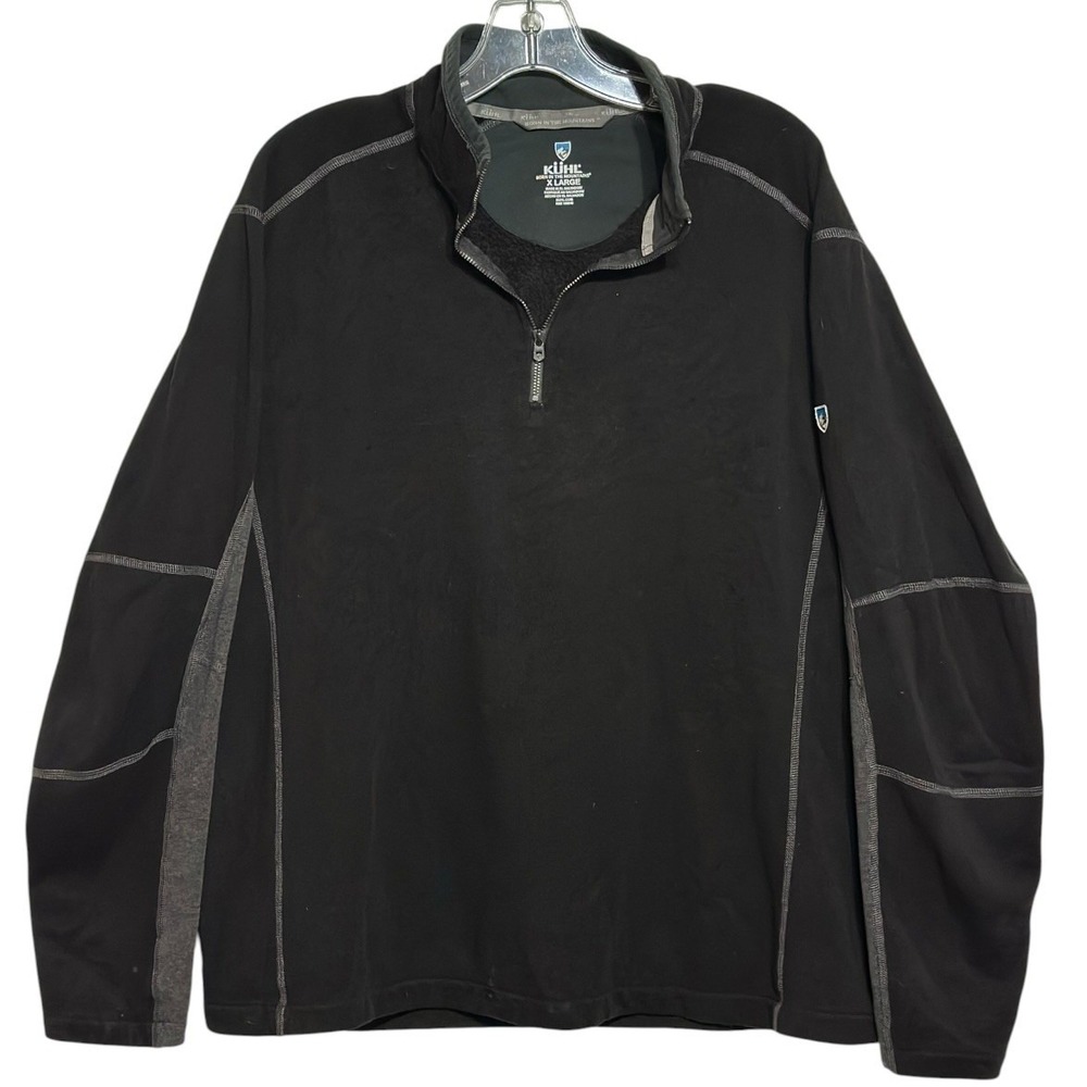 Kuhl Revel Pullover Men Black 1/4 Zip Fleece Contrast Stitch Utility Winter XL